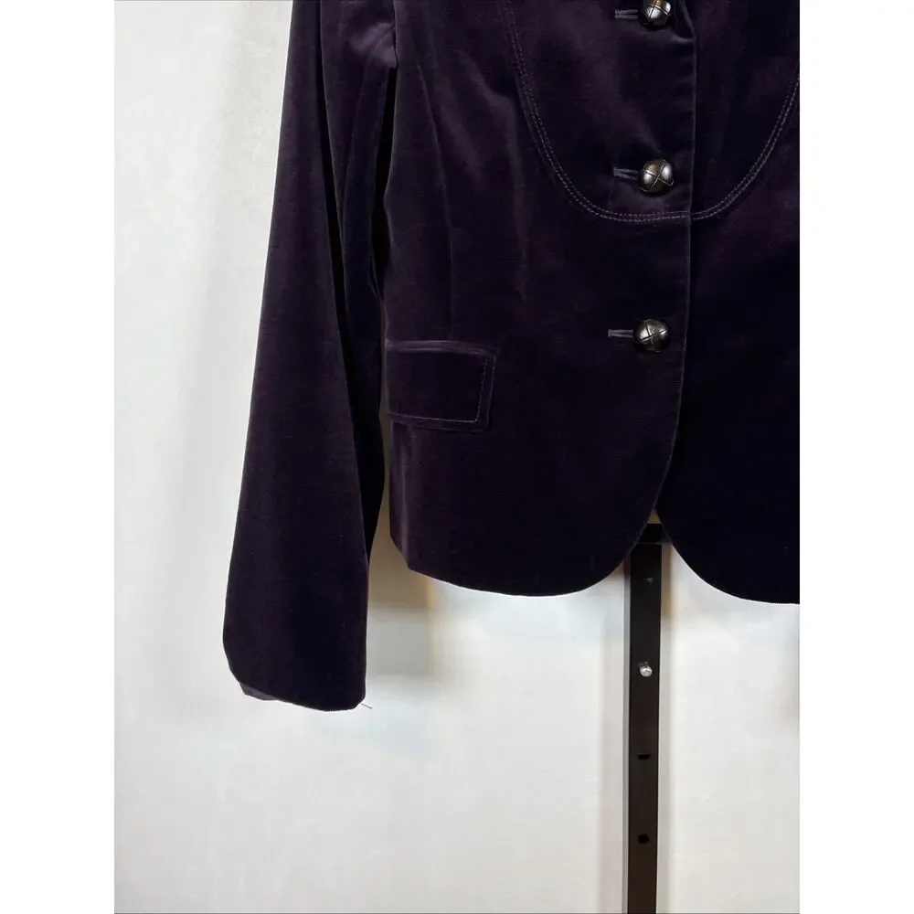 J. Crew Velvet Blazer Jacket Women's 6 Purple Fitted 100% Cotton Y2K Preppy